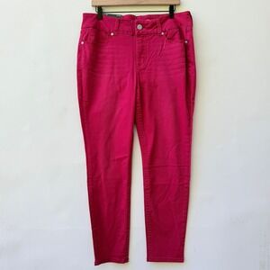 NEW Seven7 TummyLess Skinny Jeans Womens 16 Chili Pepper Deep Pink Denim Pants